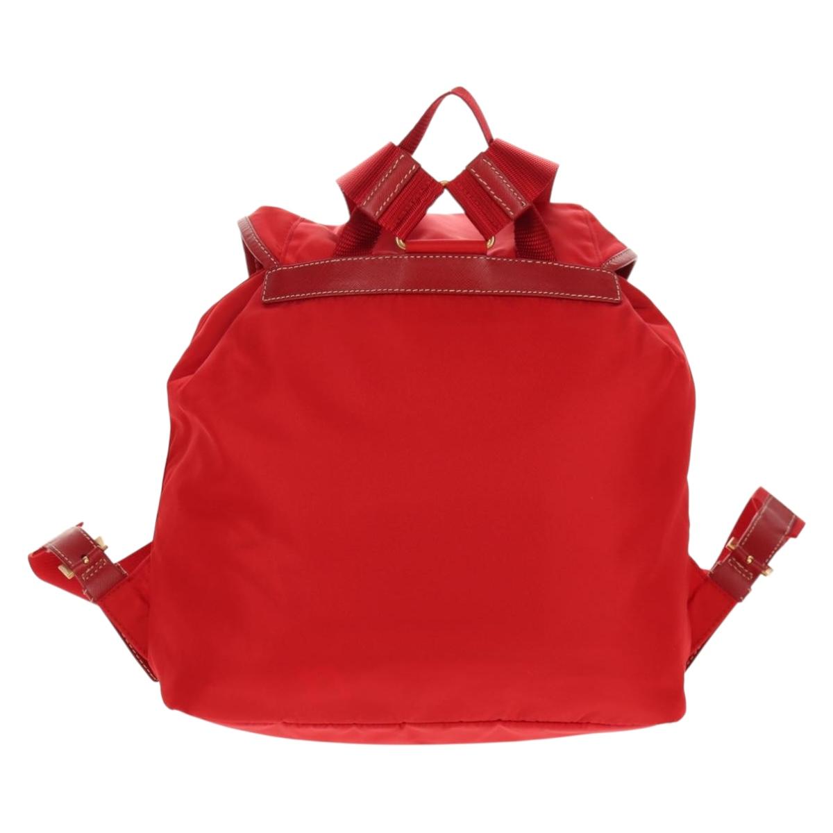 PRADA Backpack Nylon Red Gold Auth 158701V