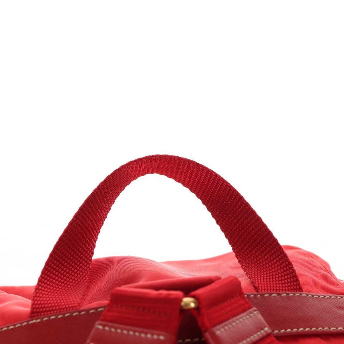 PRADA Backpack Nylon Red Gold Auth 158701V