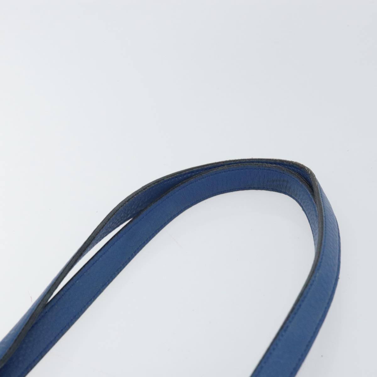 PRADA Tote Bag Vitello Dino Leather Blue Gold Auth 158702
