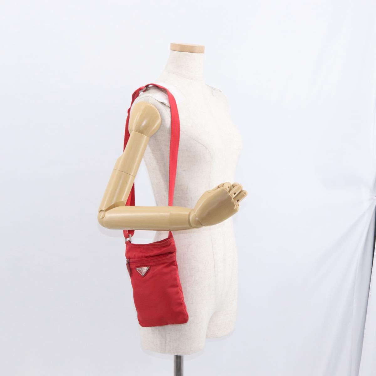 PRADA Shoulder Bag Nylon Red Auth 158704