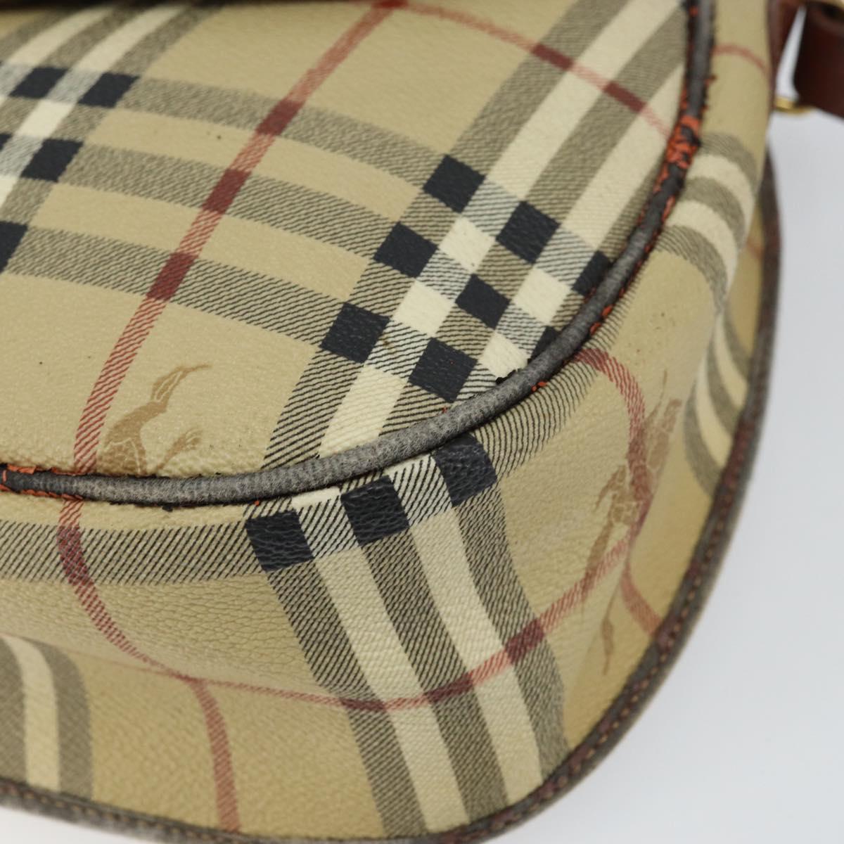 Burberrys Nova Check Shoulder Bag PVC Beige Gold Auth 158706