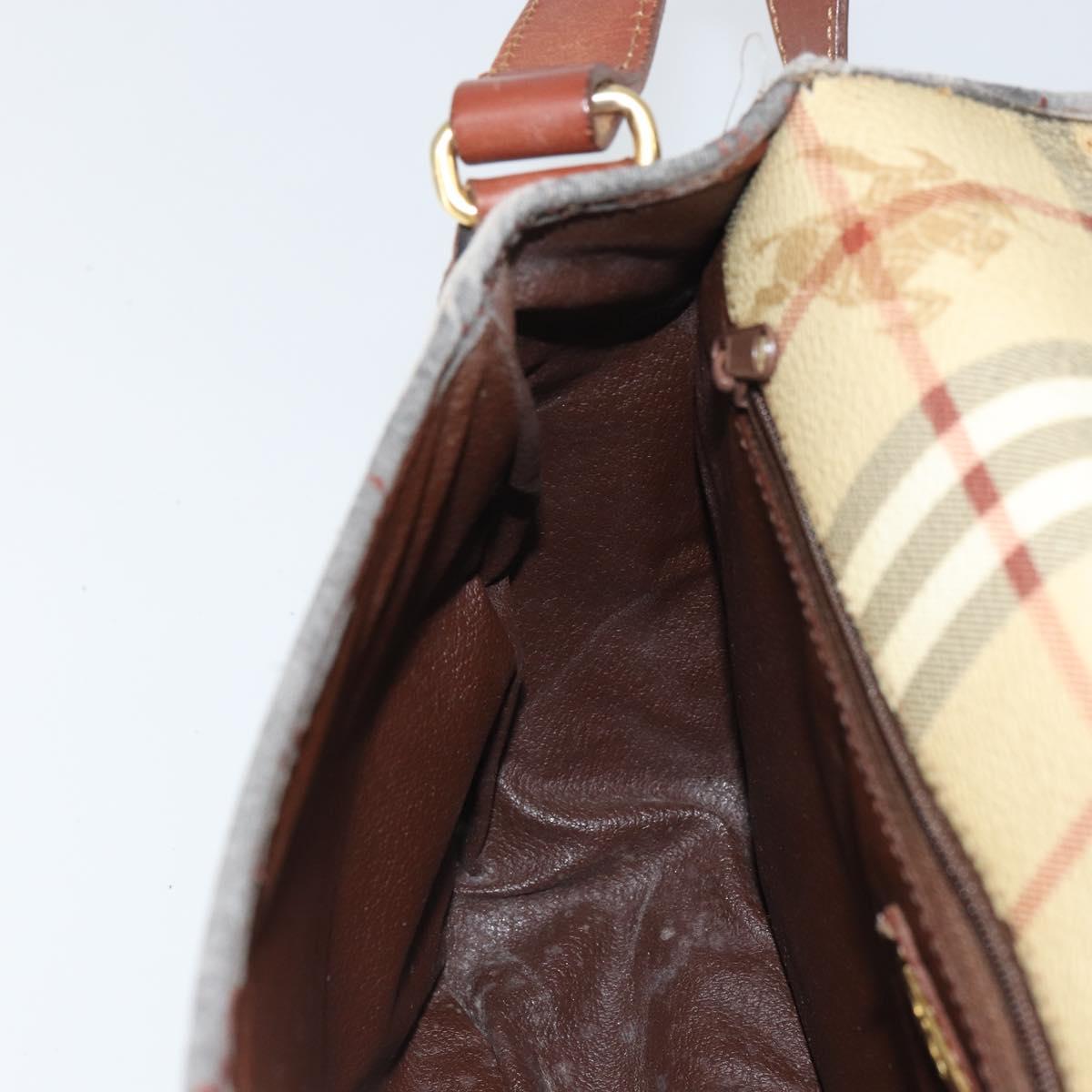 Burberrys Nova Check Shoulder Bag PVC Beige Gold Auth 158706
