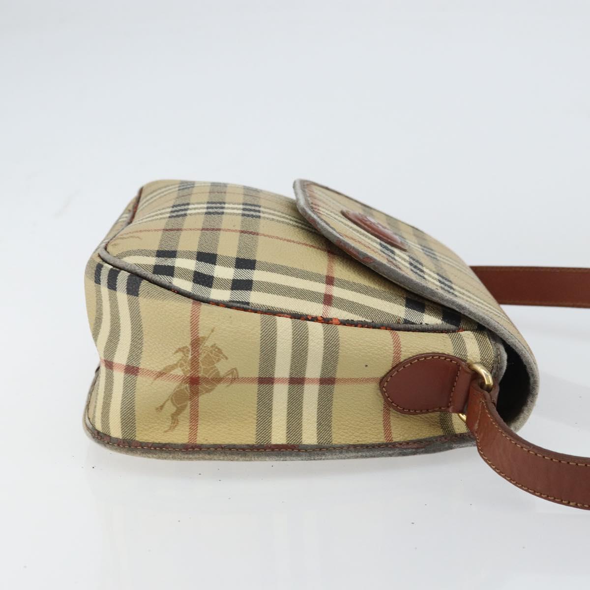 Burberrys Nova Check Shoulder Bag PVC Beige Gold Auth 158706