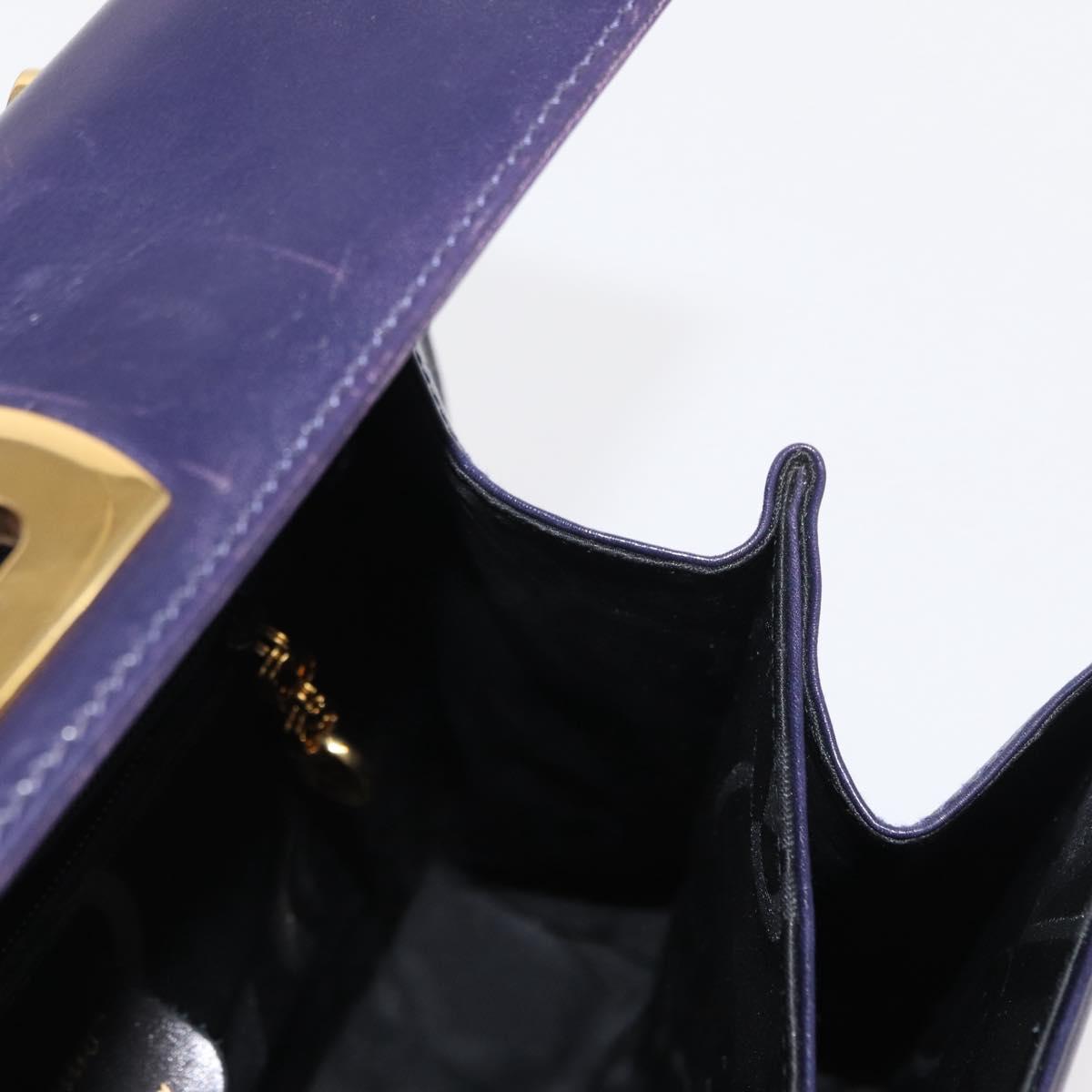 Salvatore Ferragamo Gancini Tote Bag Leather 2way Purple Gold Auth 158711
