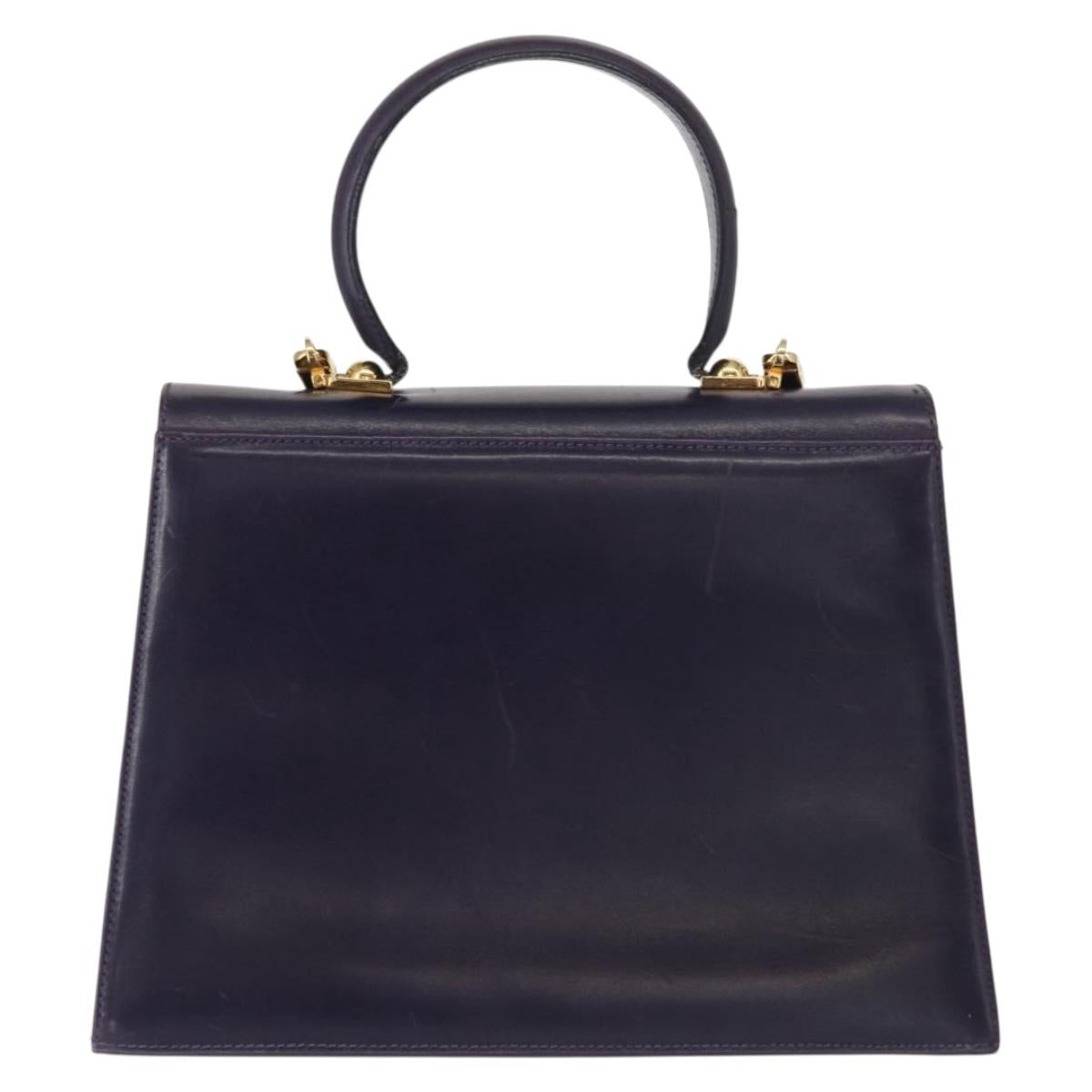 Salvatore Ferragamo Gancini Tote Bag Leather 2way Purple Gold Auth 158711