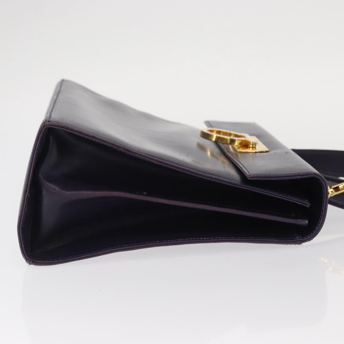 Salvatore Ferragamo Gancini Tote Bag Leather 2way Purple Gold Auth 158711