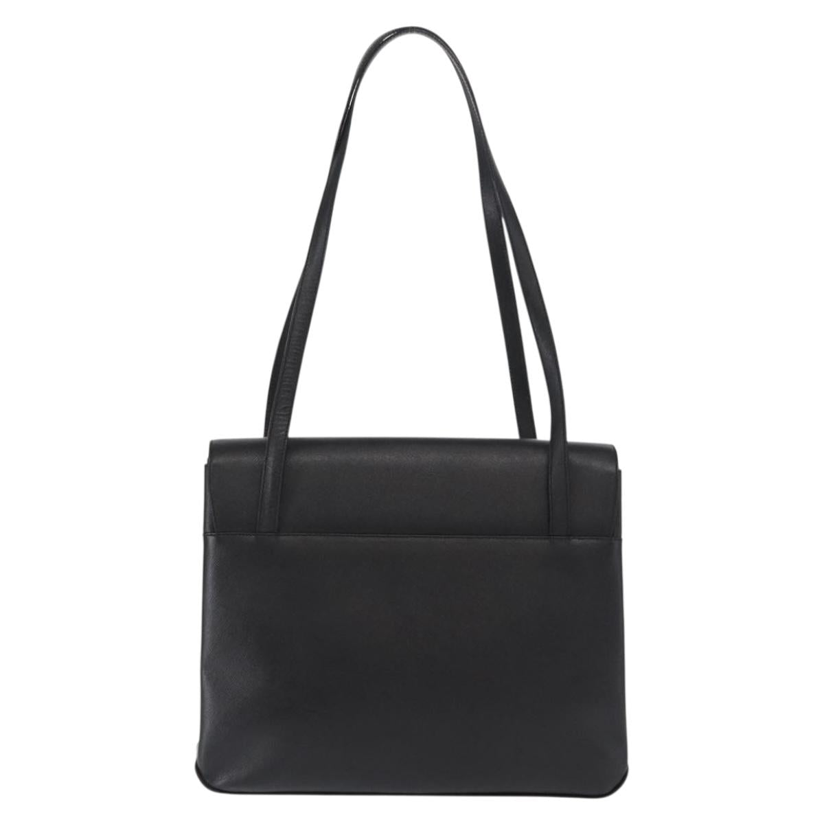 Salvatore Ferragamo Gancini Tote Bag Leather Black Gold Auth 158712