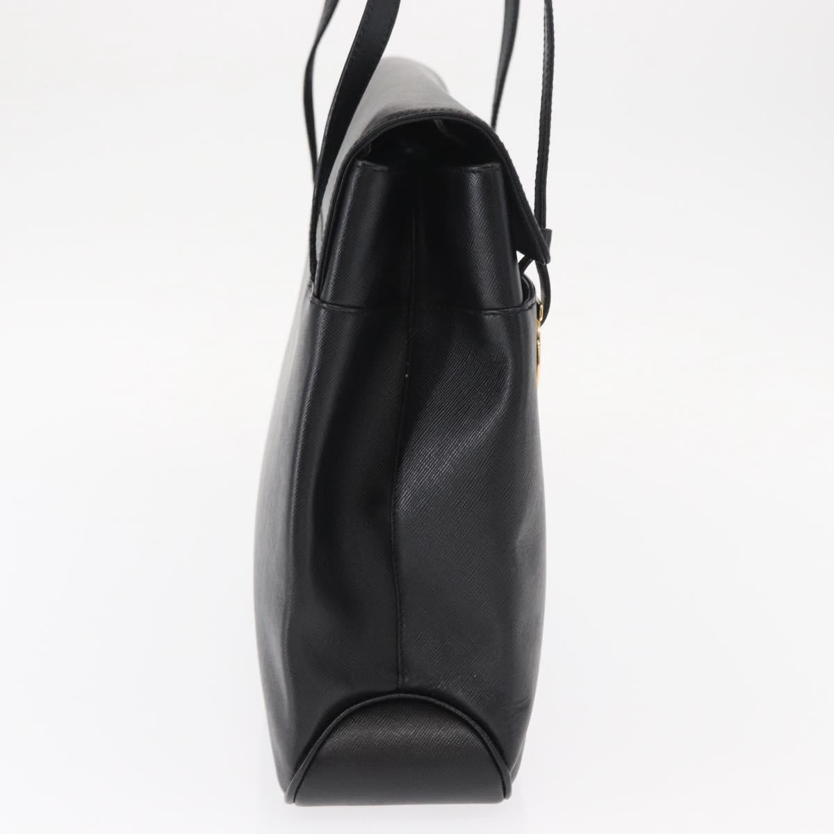 Salvatore Ferragamo Gancini Tote Bag Leather Black Gold Auth 158712