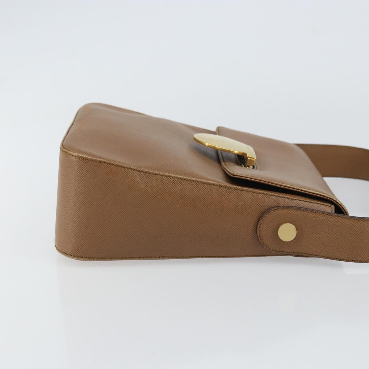 Salvatore Ferragamo Hand Bag Leather Brown Gold Auth 158722