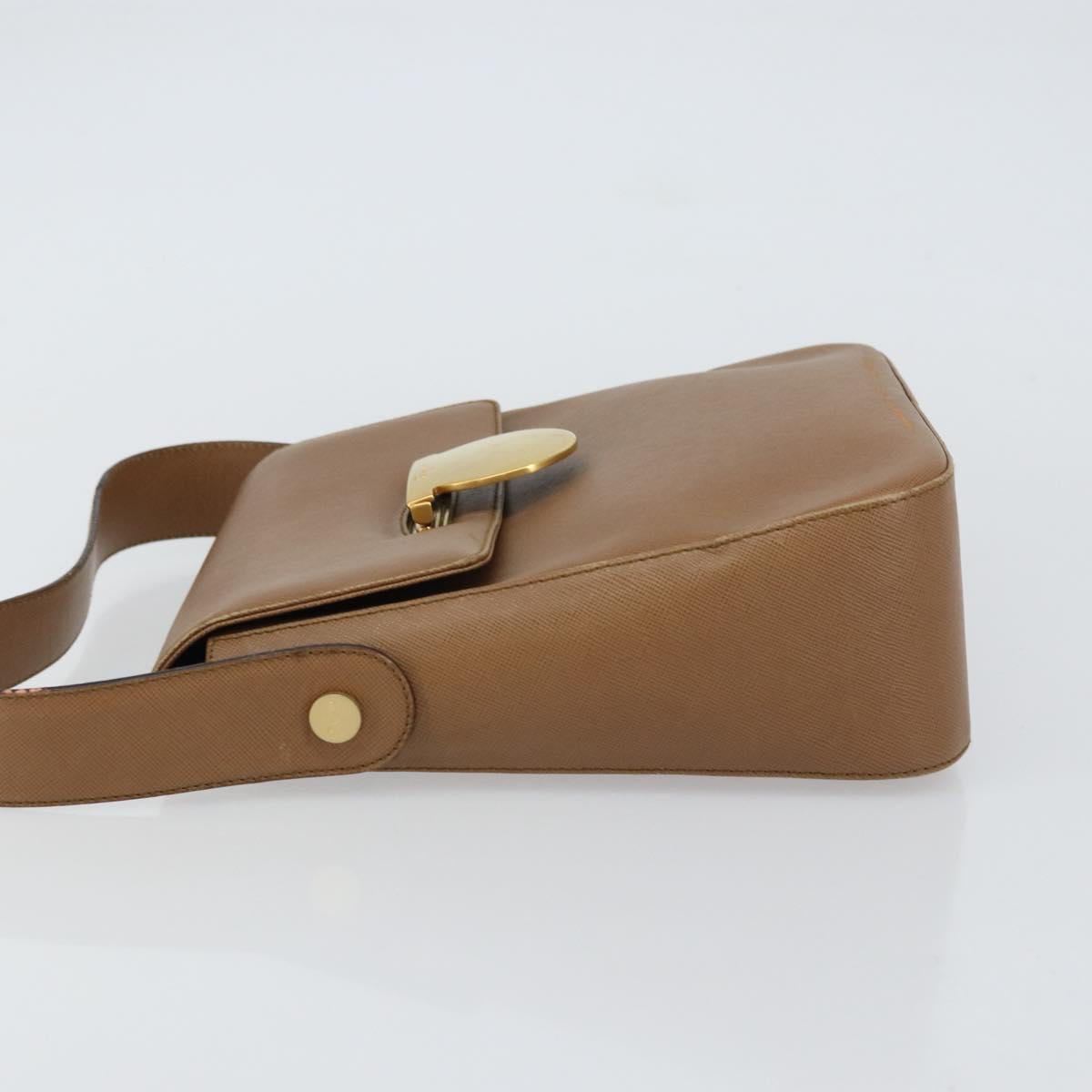 Salvatore Ferragamo Hand Bag Leather Brown Gold Auth 158722