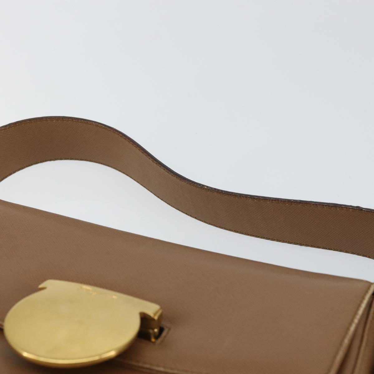 Salvatore Ferragamo Hand Bag Leather Brown Gold Auth 158722