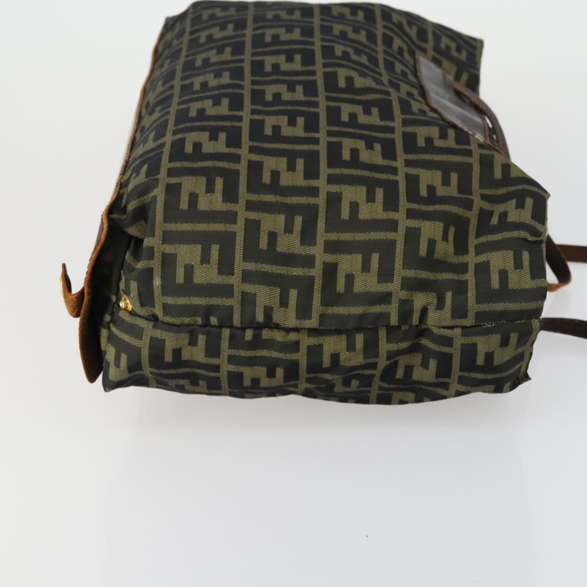FENDI Zucca Canvas Zucchino Canvas Bag 2 Set Brown Black Orange Auth 158724