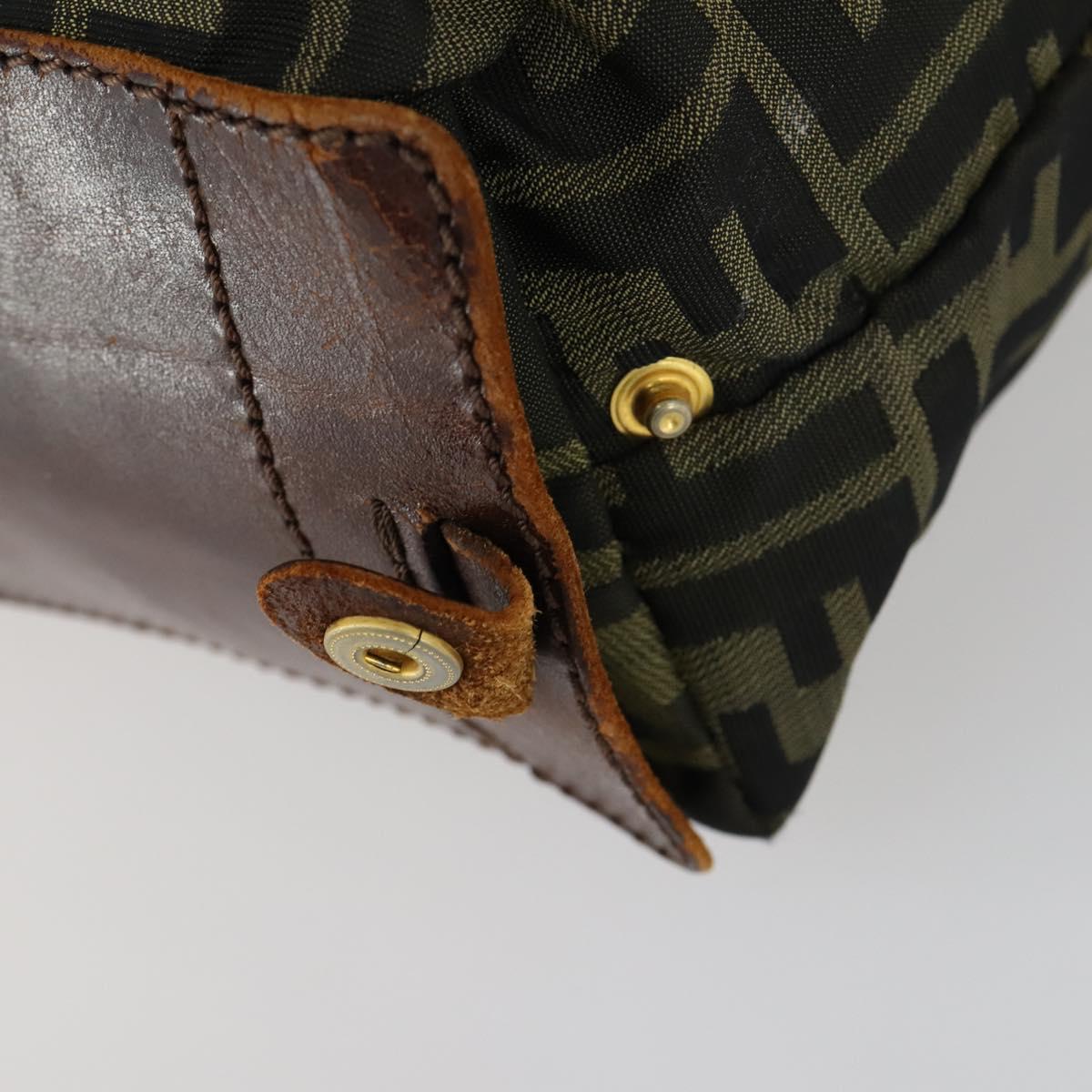 FENDI Zucca Canvas Zucchino Canvas Bag 2 Set Brown Black Orange Auth 158724