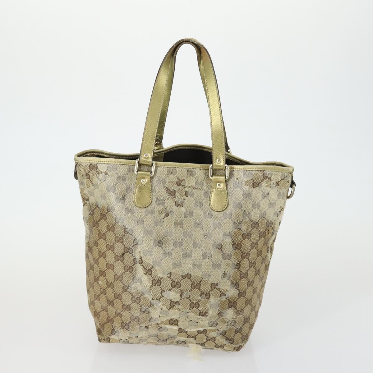 GUCCI GG Crystal Bag Coated Canvas Nylon 2 Set Beige Black Auth 158727