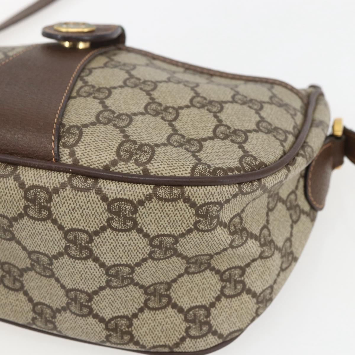 GUCCI GG Supreme Web Sherry Line Bag PVC Beige Gold 89 02 032 Auth 158797