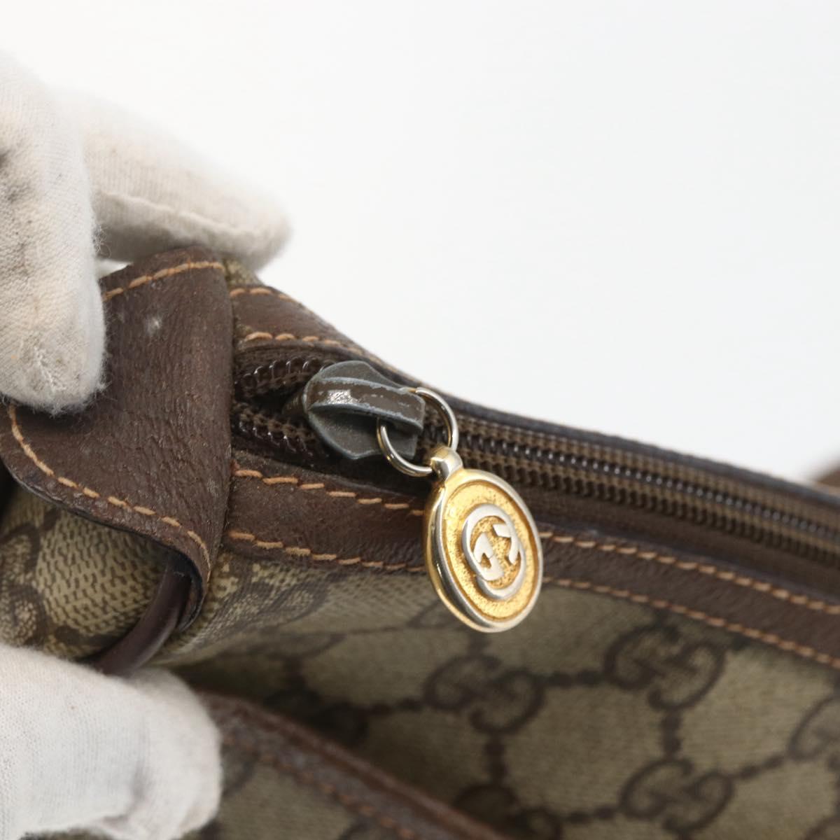 GUCCI GG Supreme Web Sherry Line Bag PVC Beige Gold 89 02 032 Auth 158797
