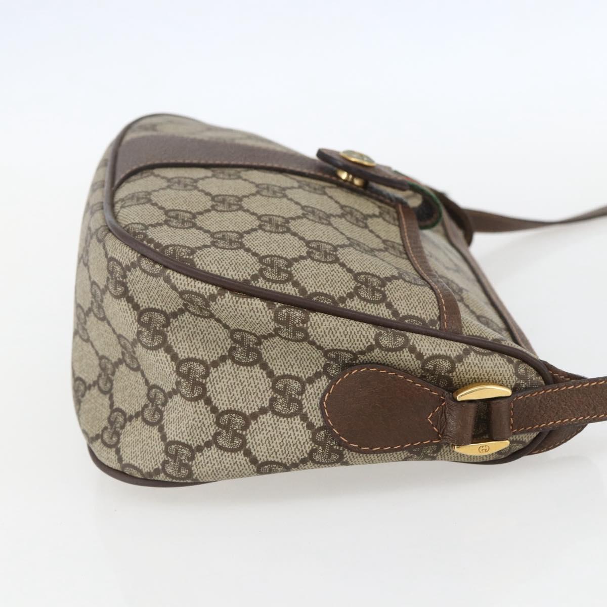 GUCCI GG Supreme Web Sherry Line Bag PVC Beige Gold 89 02 032 Auth 158797