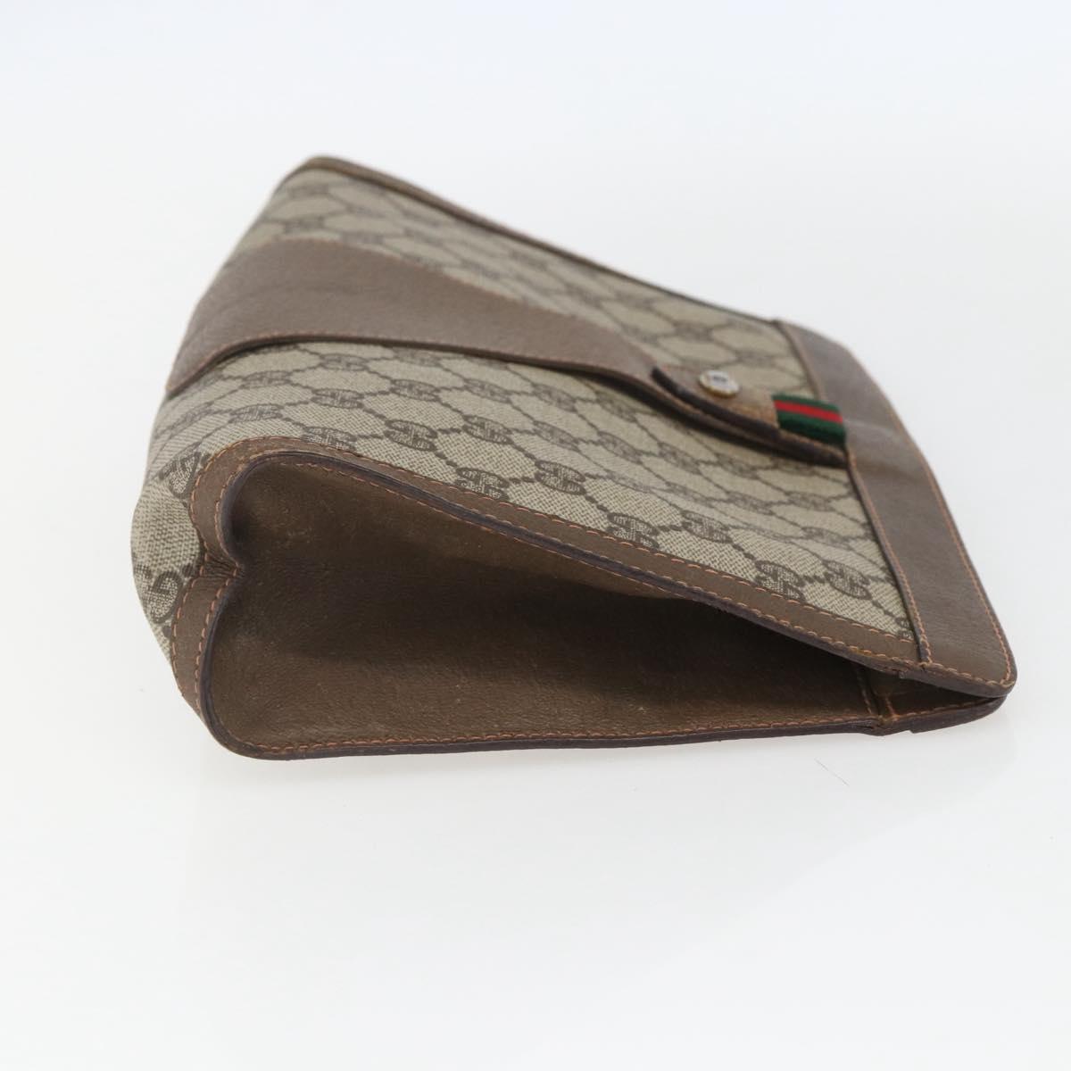 GUCCI GG Supreme Web Sherry Line Clutch Bag PVC Beige 89 01 033 Auth 158798