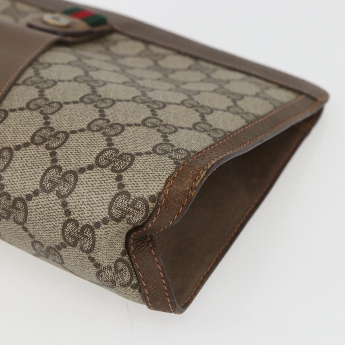 GUCCI GG Supreme Web Sherry Line Clutch Bag PVC Beige 89 01 033 Auth 158798