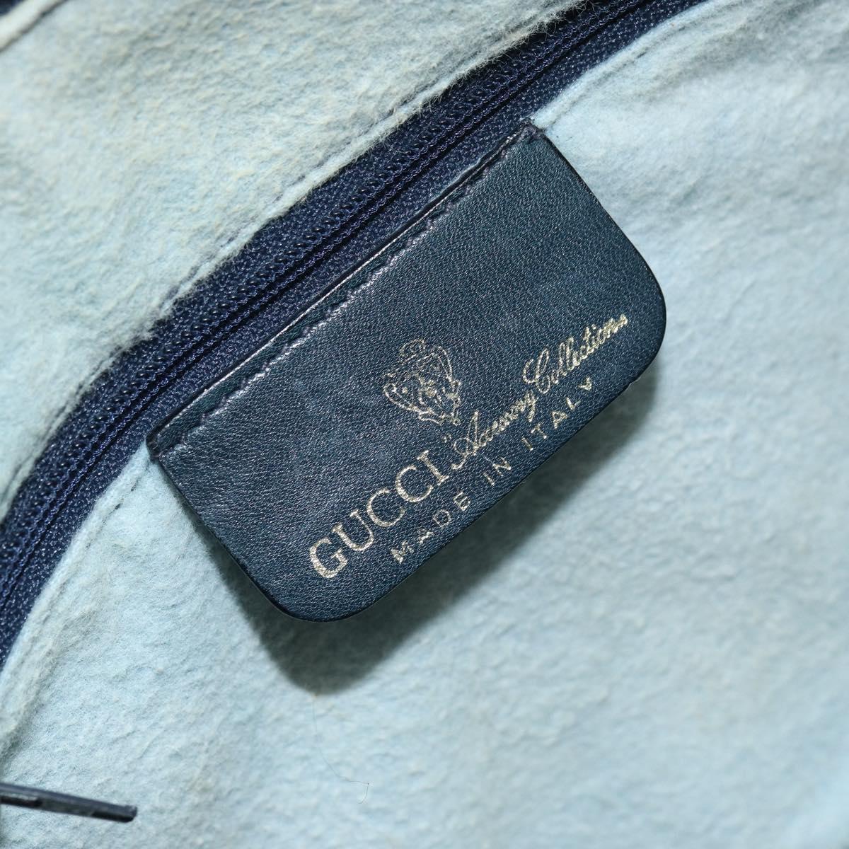 GUCCI GG Supreme Sherry Line Boston Bag PVC Navy Gold 010 378 Auth 158801