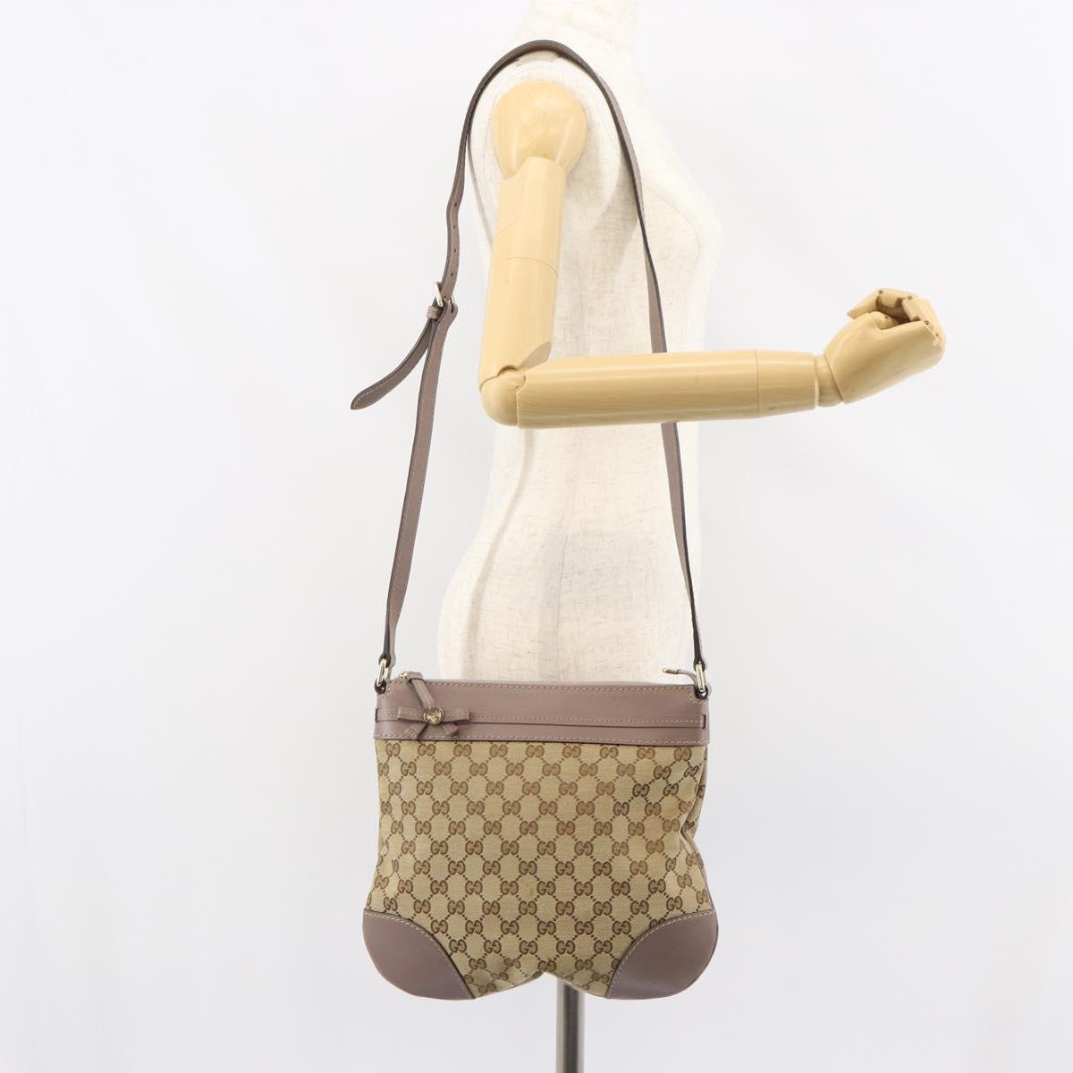 GUCCI GG Canvas Web Sherry Line Mayfair Bag Beige Gold 257065 Auth 158808
