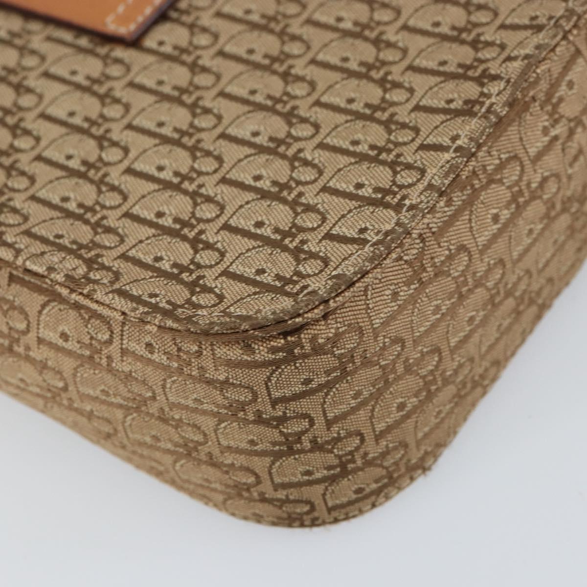 Christian Dior Trotter Canvas Shoulder Bag Brown Gold Auth 158816