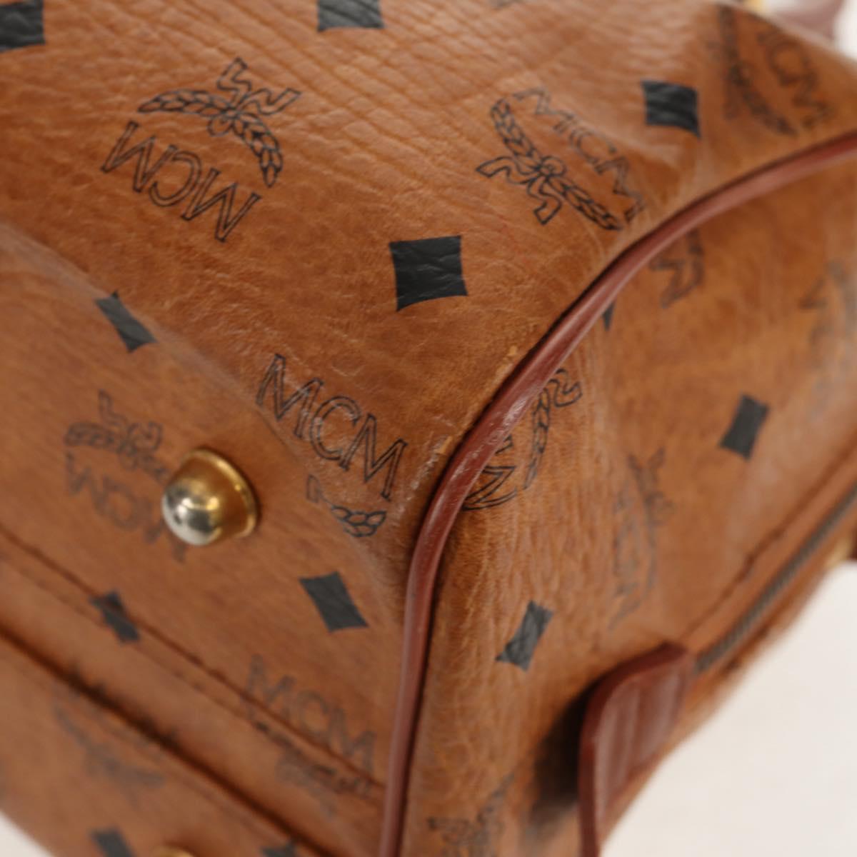 MCM Logogram Vicetos Hand Bag PVC Leather 2way Brown Gold Auth 158823
