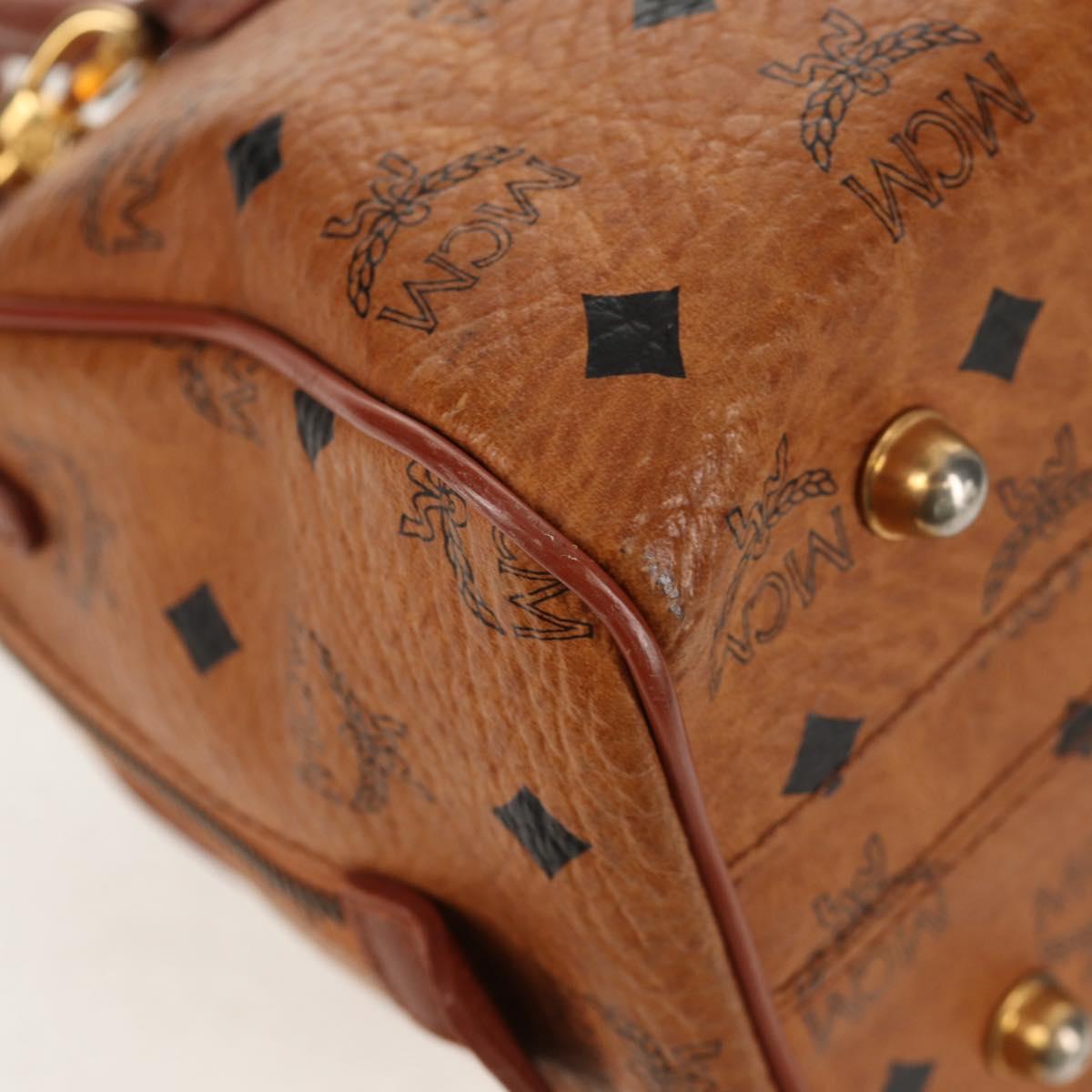 MCM Logogram Vicetos Hand Bag PVC Leather 2way Brown Gold Auth 158823