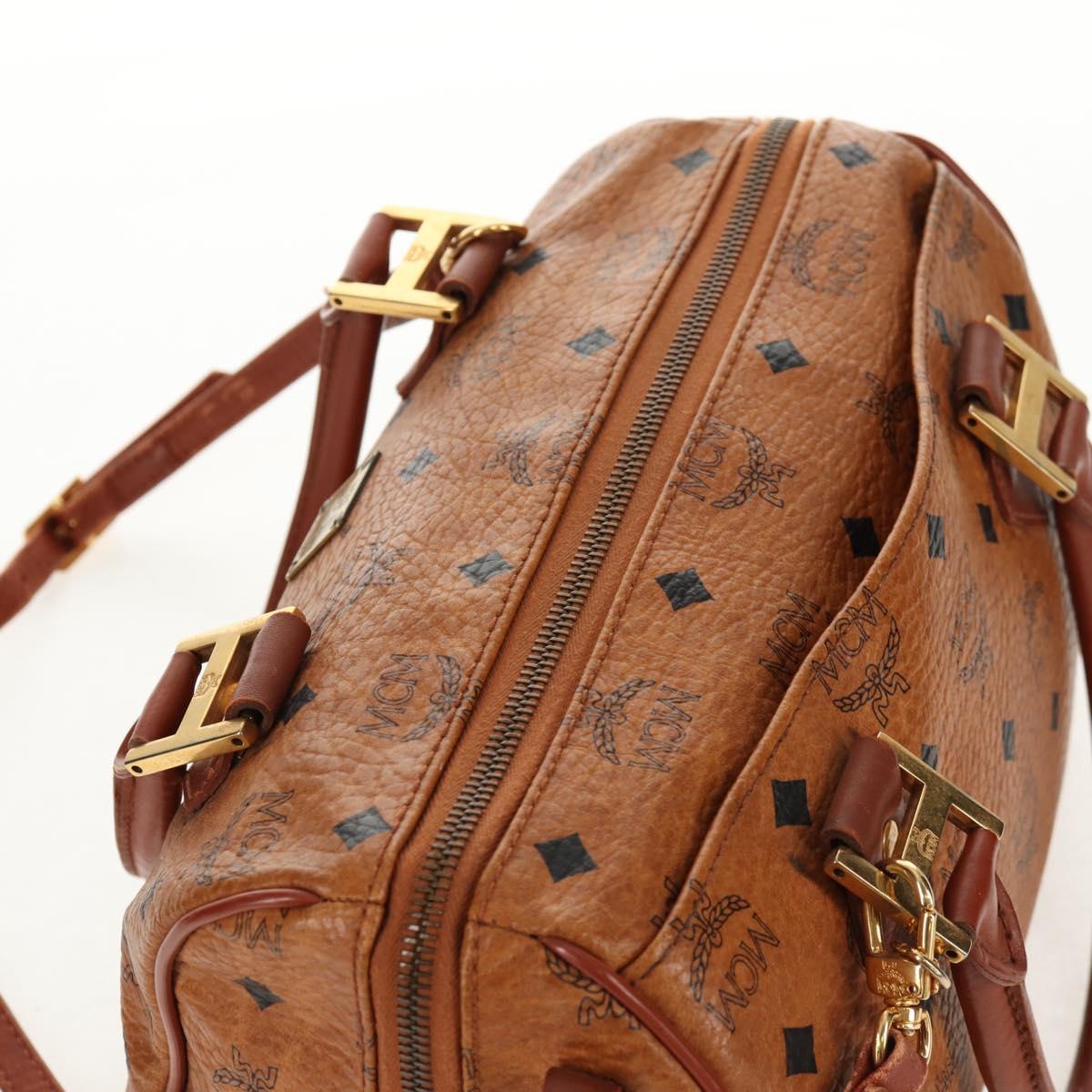 MCM Logogram Vicetos Hand Bag PVC Leather 2way Brown Gold Auth 158823