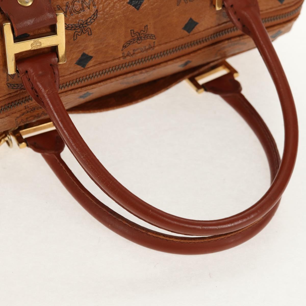 MCM Logogram Vicetos Hand Bag PVC Leather 2way Brown Gold Auth 158823
