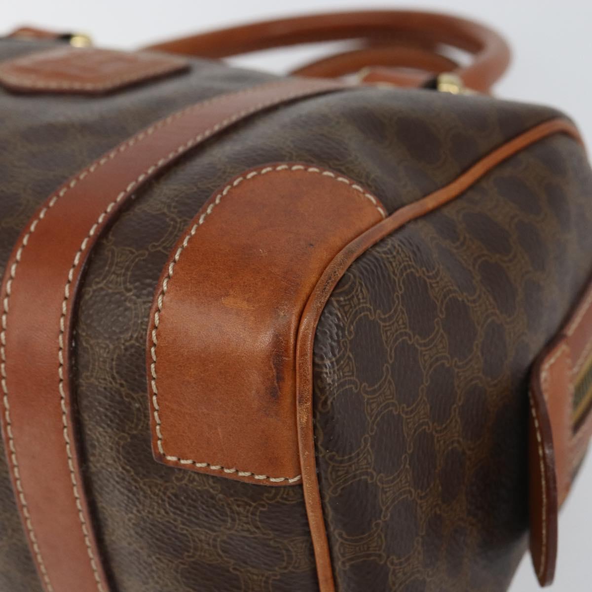 CELINE Macadam Canvas Hand Bag PVC Leather Brown Gold Auth 158827