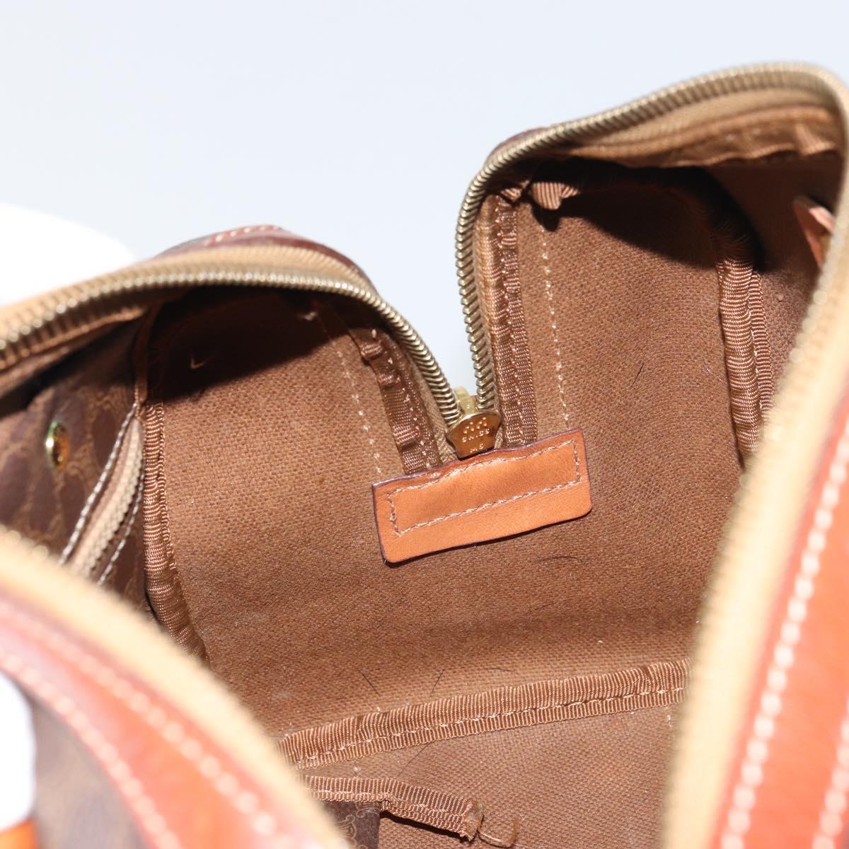 CELINE Macadam Canvas Hand Bag PVC Leather Brown Gold Auth 158827