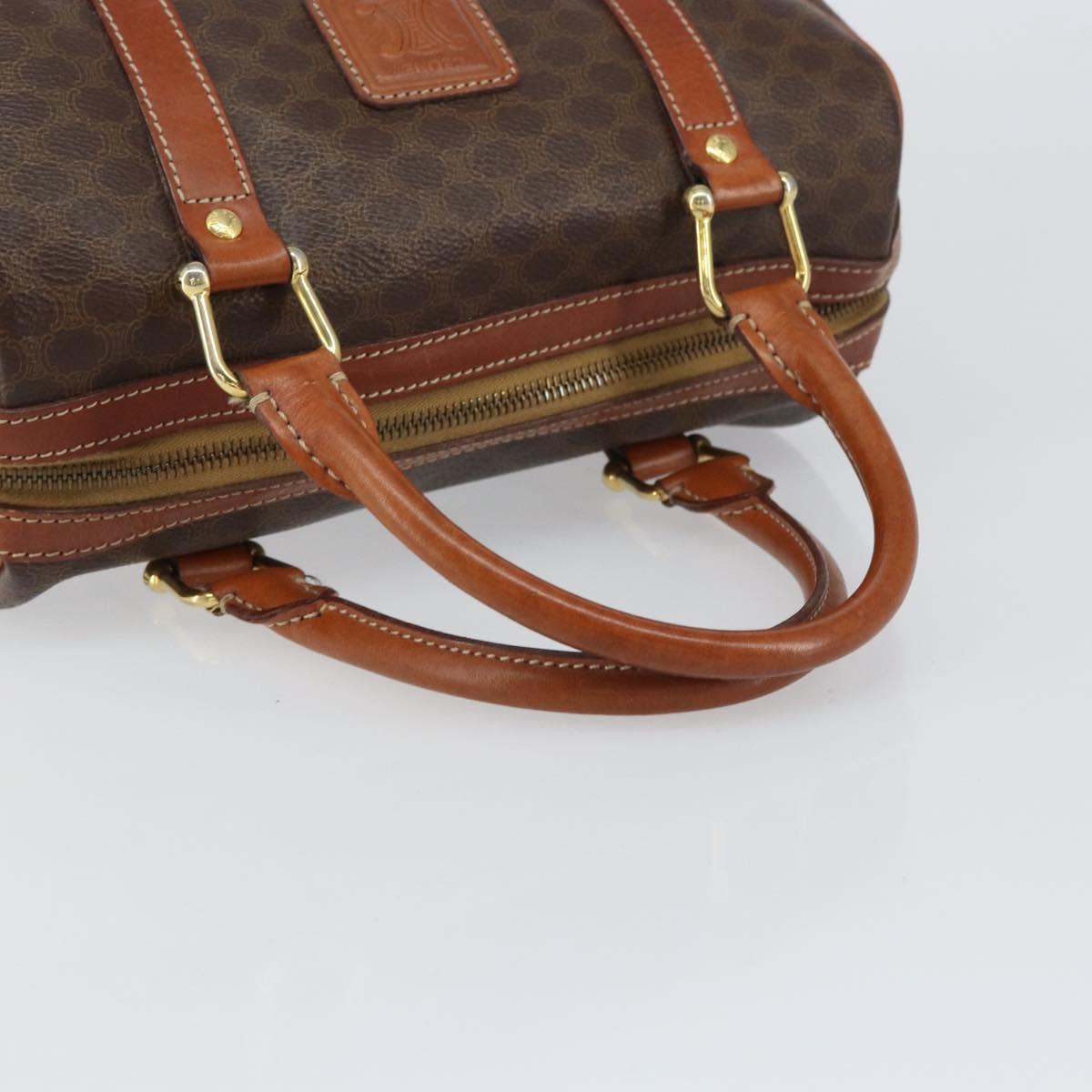 CELINE Macadam Canvas Hand Bag PVC Leather Brown Gold Auth 158827