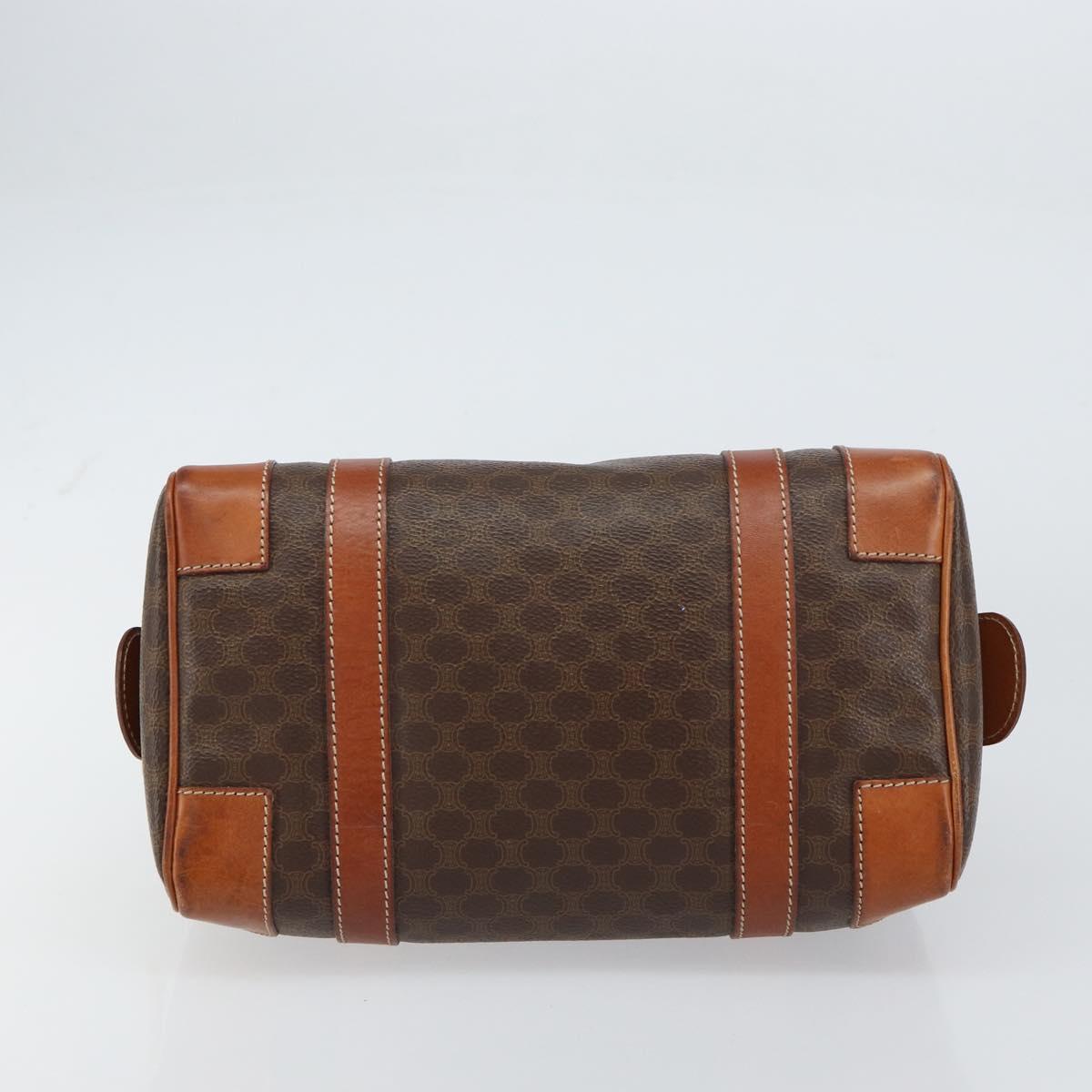 CELINE Macadam Canvas Hand Bag PVC Leather Brown Gold Auth 158827