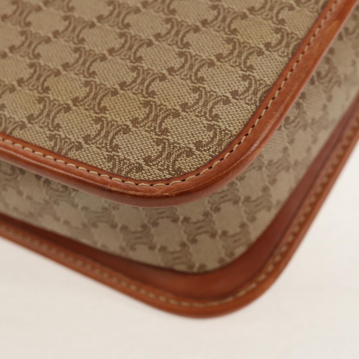 CELINE Macadam Canvas Shoulder Bag PVC Beige Gold Auth 158828