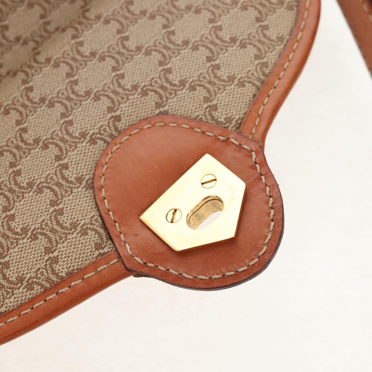 CELINE Macadam Canvas Shoulder Bag PVC Beige Gold Auth 158828