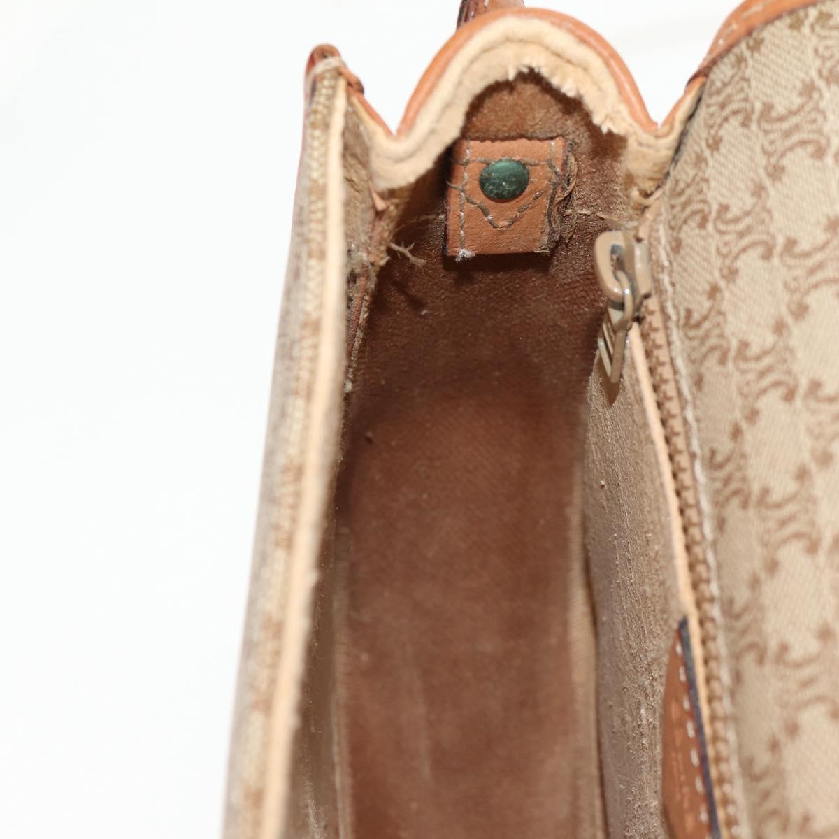 CELINE Macadam Canvas Shoulder Bag PVC Beige Gold Auth 158828