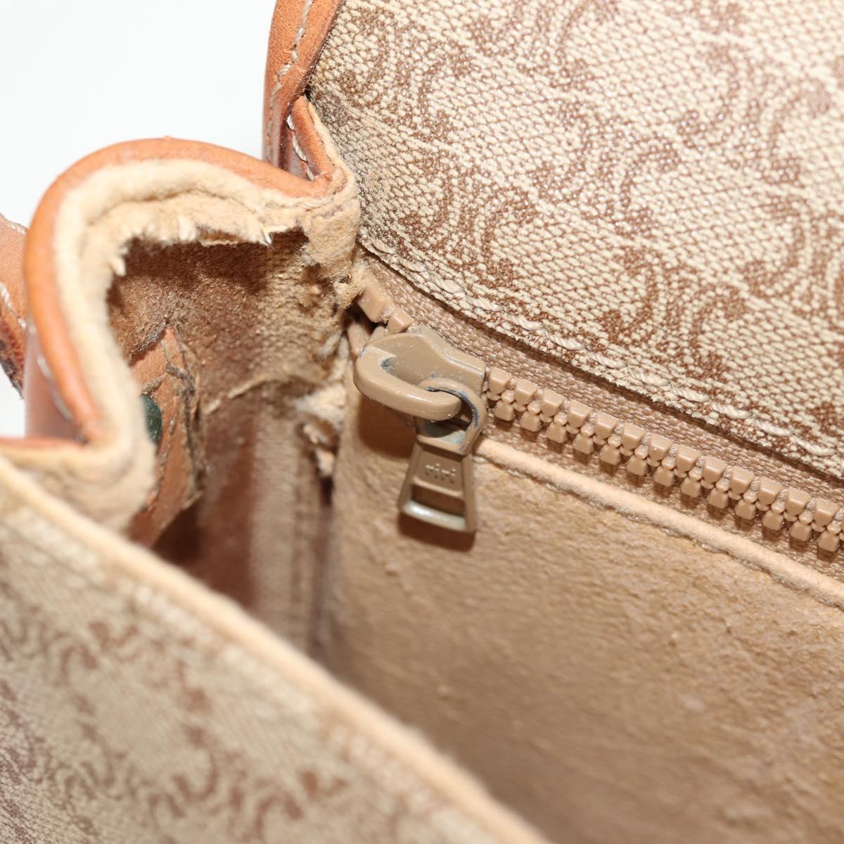 CELINE Macadam Canvas Shoulder Bag PVC Beige Gold Auth 158828