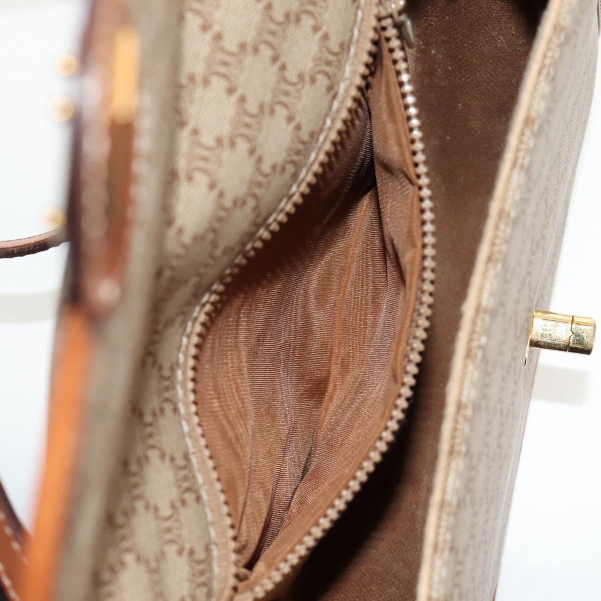 CELINE Macadam Canvas Shoulder Bag PVC Beige Gold Auth 158828