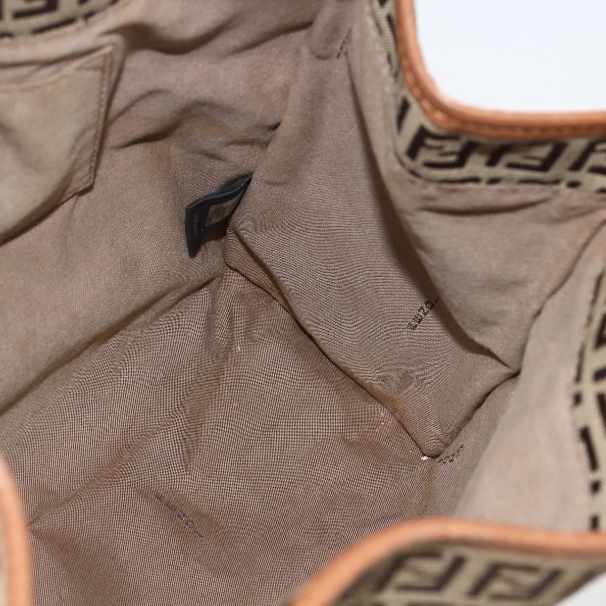 FENDI Zucchino Canvas Tote Bag Beige Gold Auth 158832