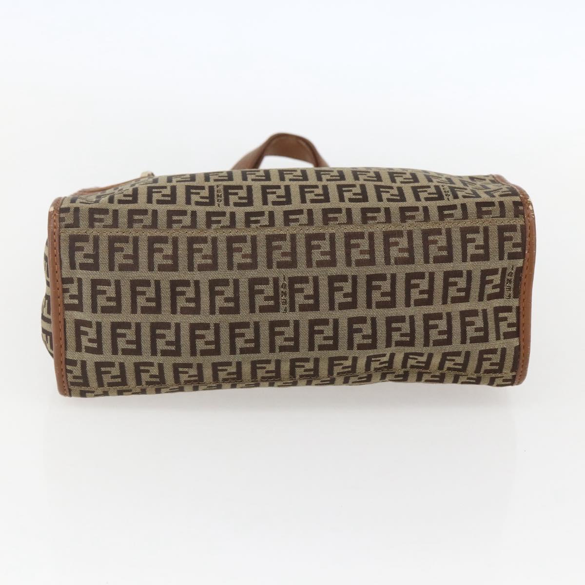 FENDI Zucchino Canvas Tote Bag Beige Gold Auth 158832