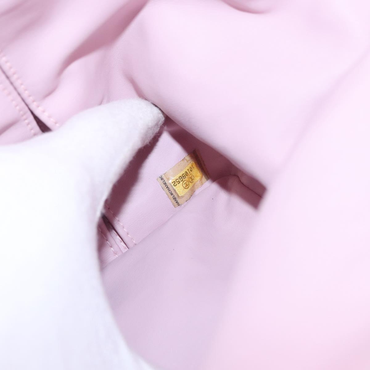 CHANEL Tote Bag Canvas Pink Silver CC Auth 158837