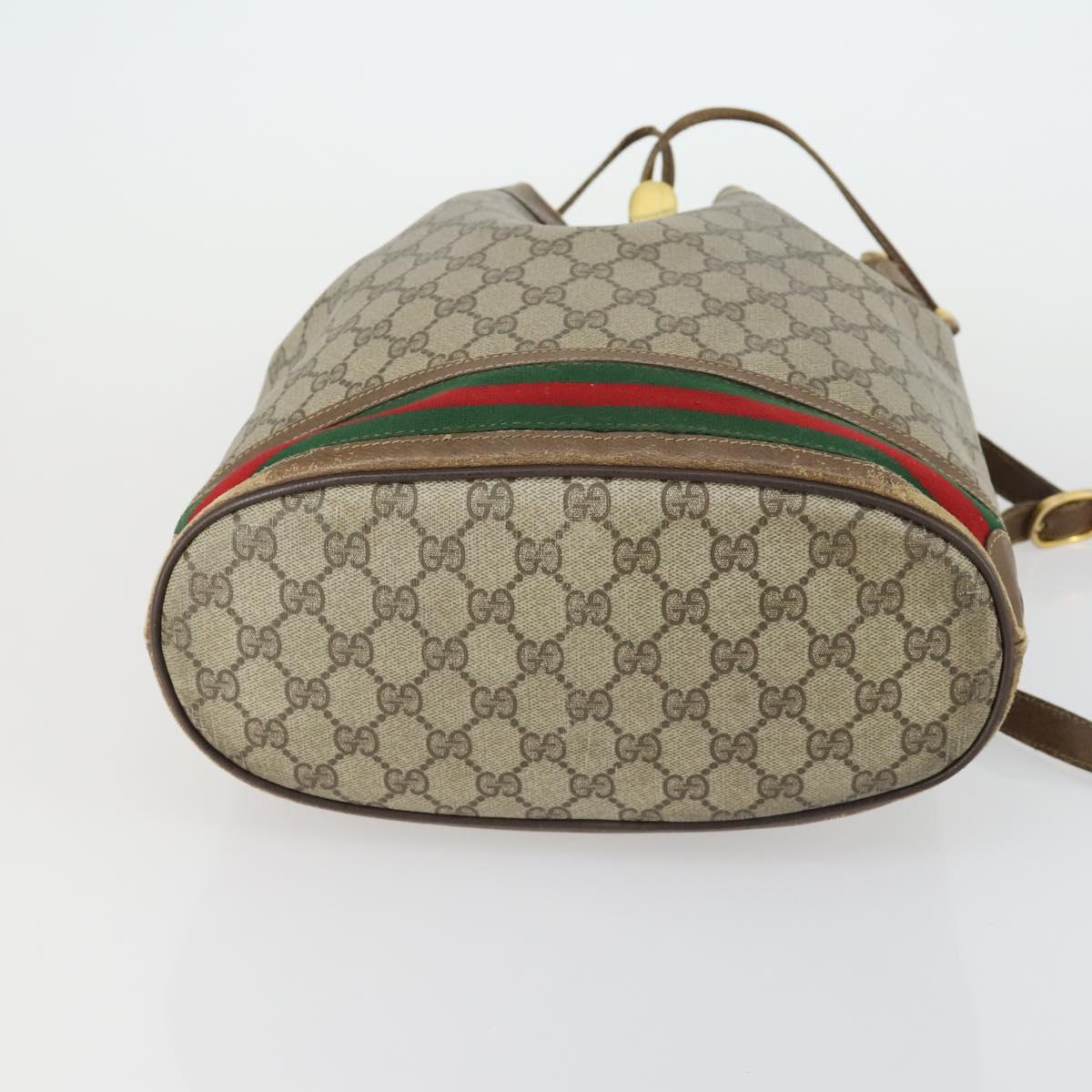 GUCCI GG Supreme Web Sherry Line Bag PVC Beige Gold 41 02 085 Auth 158845