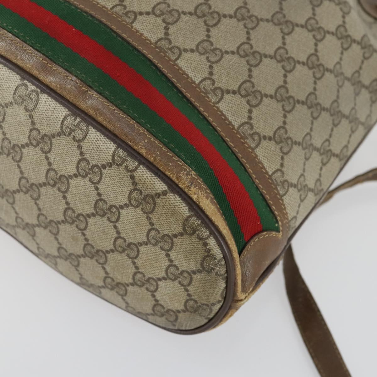 GUCCI GG Supreme Web Sherry Line Bag PVC Beige Gold 41 02 085 Auth 158845