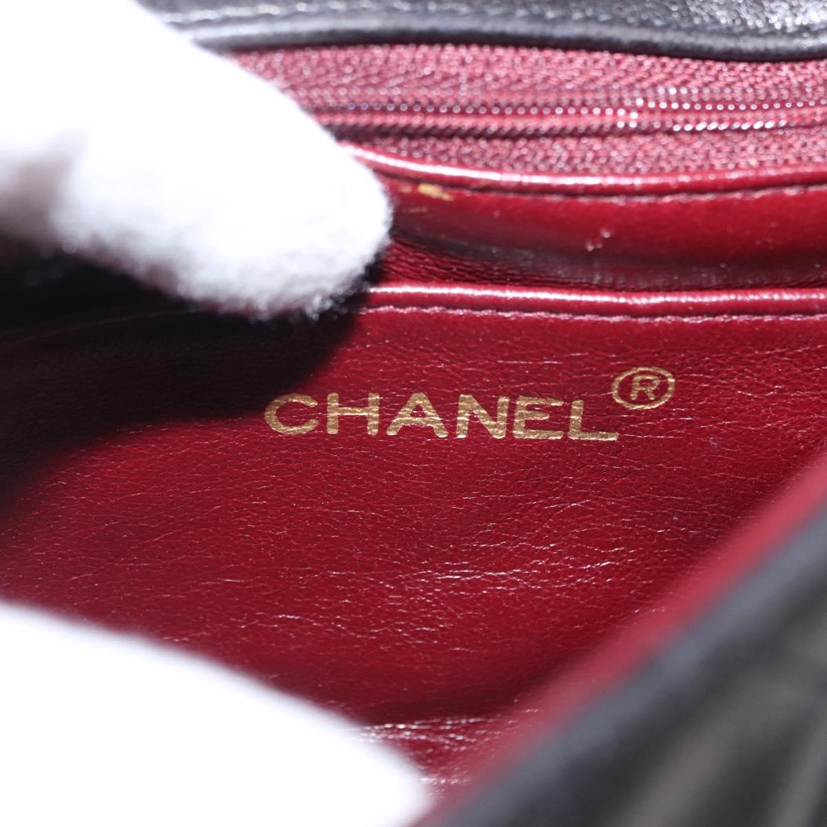 CHANEL Matelasse Chain Shoulder Bag Lamb Skin Gold Black CC Auth 158863SAV