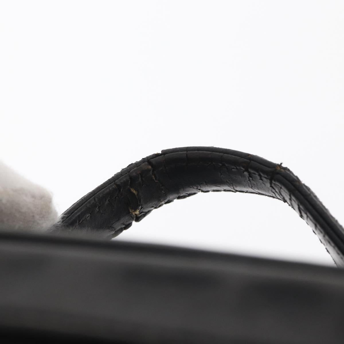 CHANEL Bicolore Vanity Hand Bag Lamb Skin Black Gold CC Auth 158864