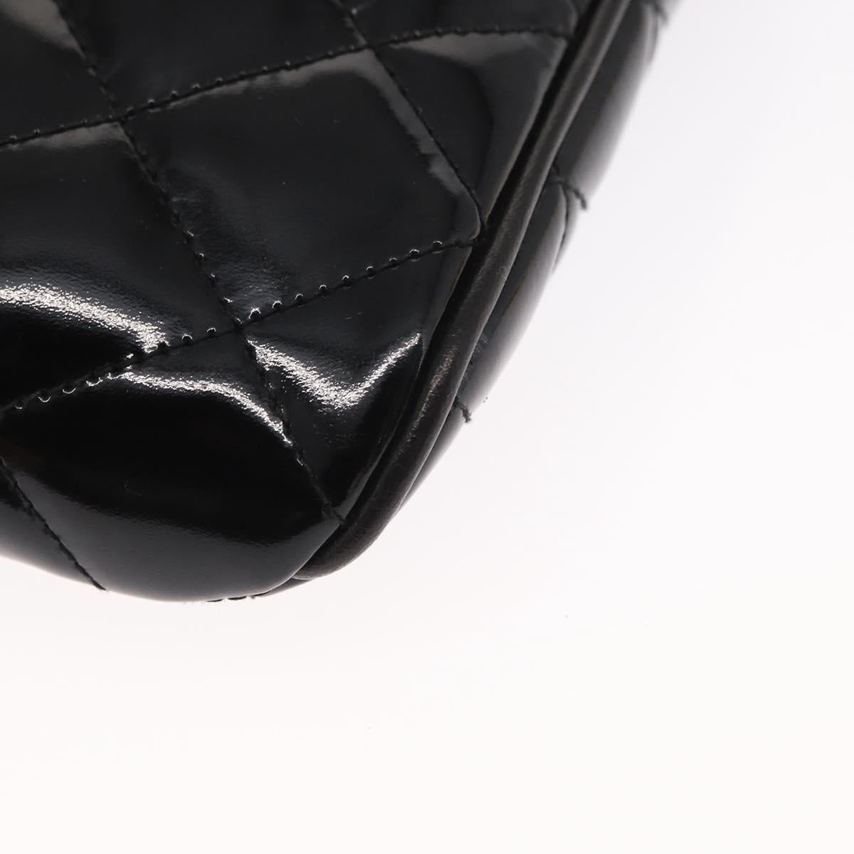 CHANEL Matelasse Waist bag Patent leather Black Gold CC Auth 158866SAV