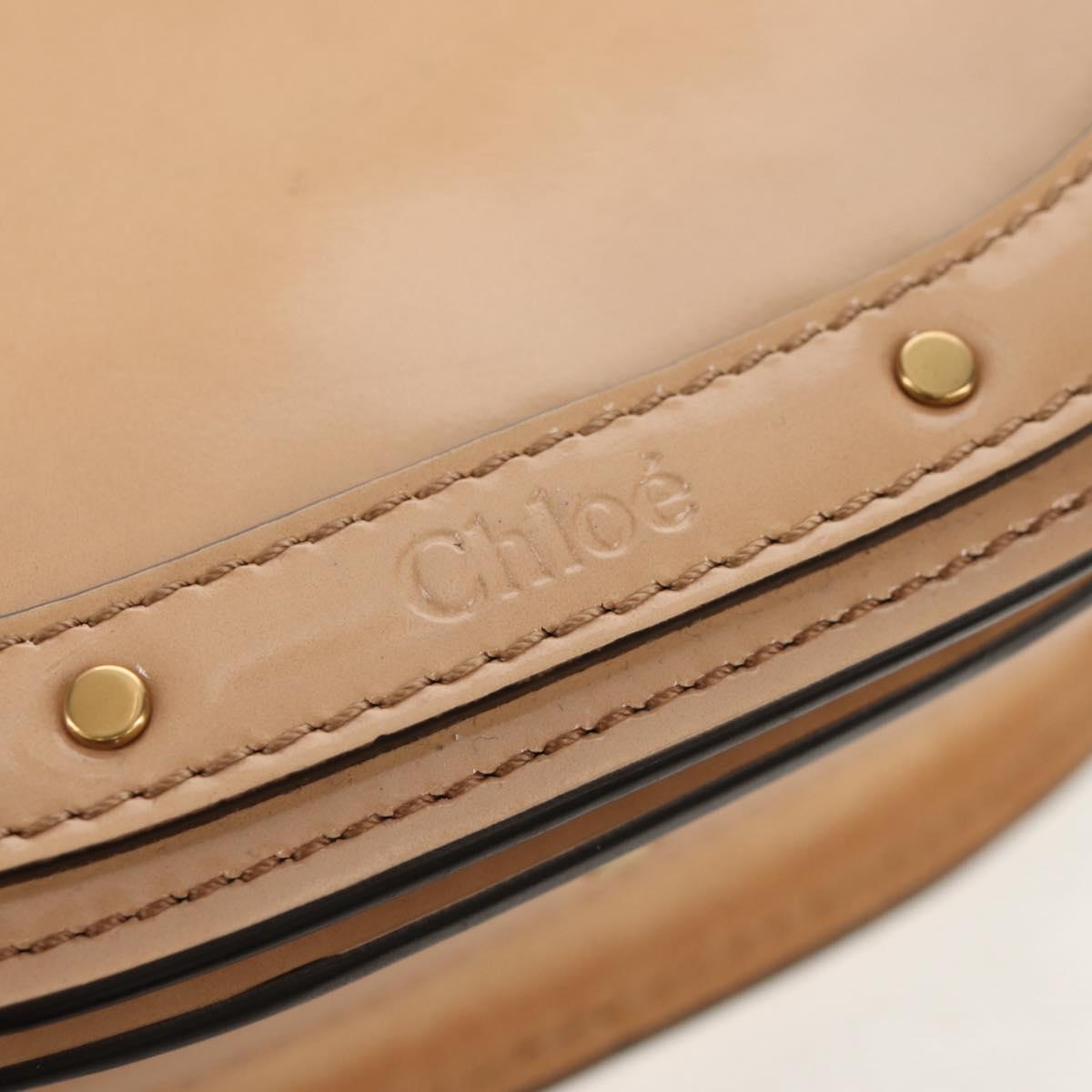 Chloe Nile Hand Bag Enamel 2way Beige Gold Auth 158874V