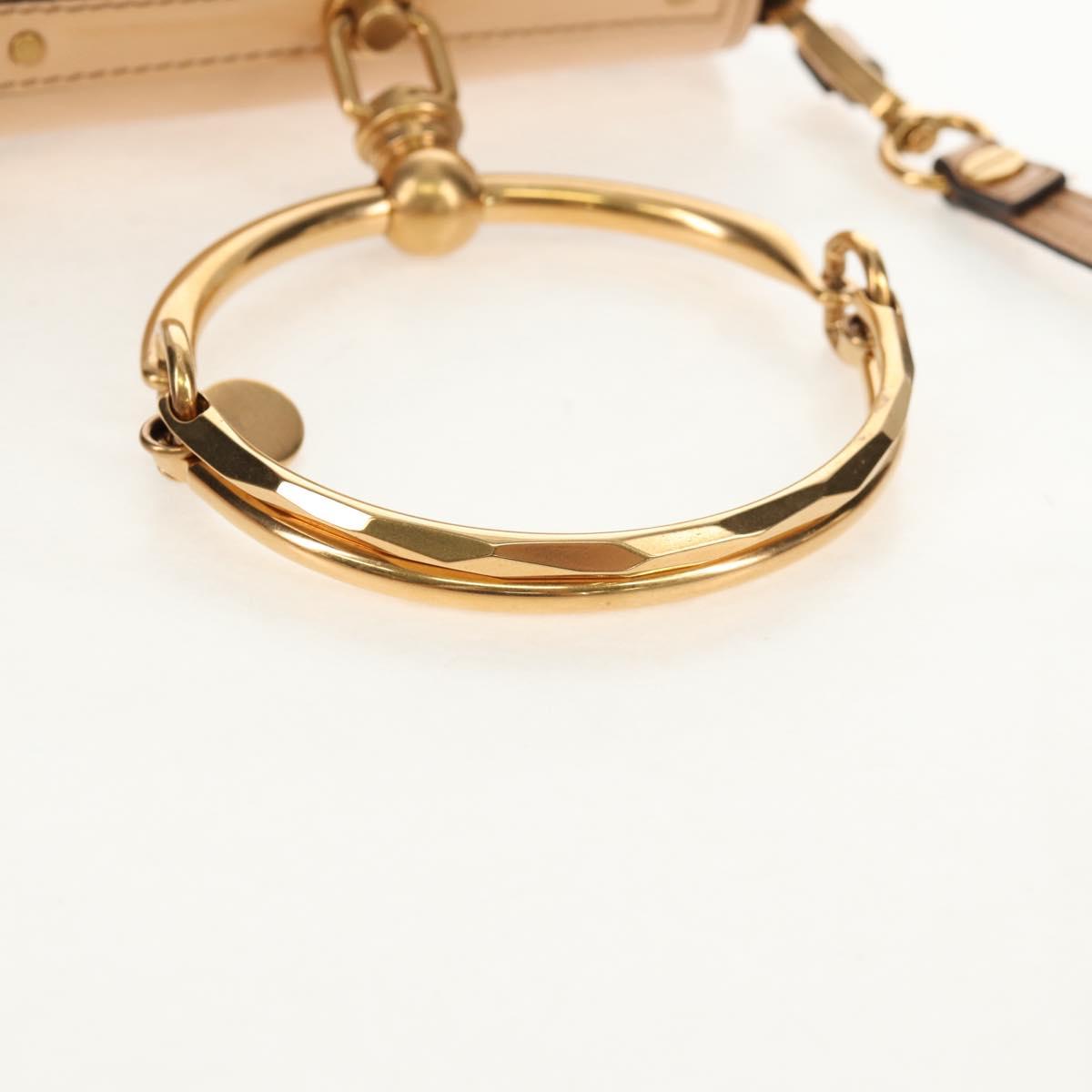 Chloe Nile Hand Bag Enamel 2way Beige Gold Auth 158874V