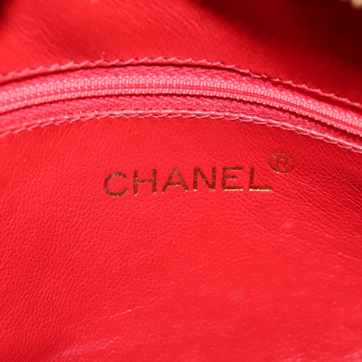 CHANEL Chain Shoulder Bag Lamb Skin Red Gold CC Auth 158878V
